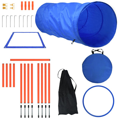 Set d'Obstacles Agility avec Tunnel Pliable pour Chien