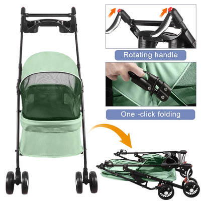 Poussette 2-en-1 Nacelle Amovible pour Chien 10 kg