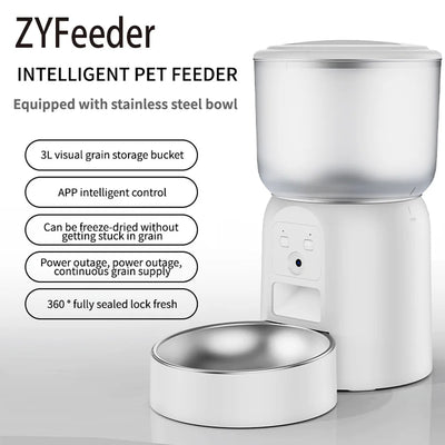 Distributeur de Croquettes Chien Caméra 3 L Inox Connecté