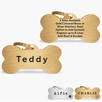 Médaille Gravée en Os Laiton et Acier pour Chien