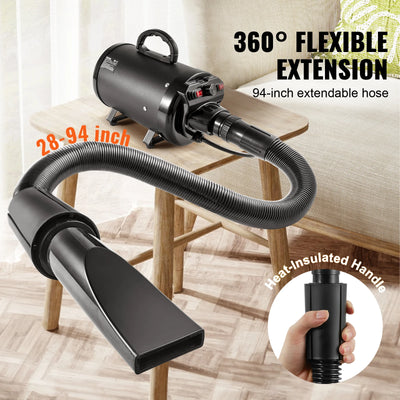 Souffleur pour Chien 2000W Toilettage 4 Buses SucceBuy