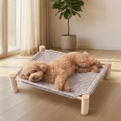 Lit Surélevé Bois Petit Chien Détachable 60x48 cm