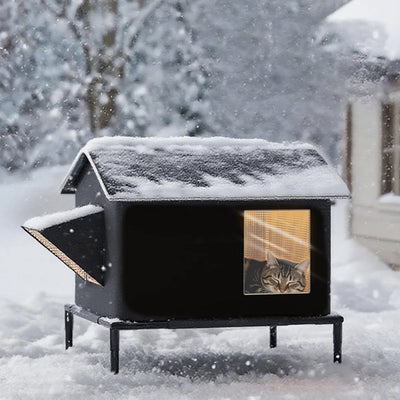 Niche Extérieure Isolée Aluminium Noire pour Chiot et Chat