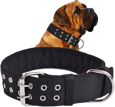 Collier Large Militaire Boucle Métal Double Rangée Chien