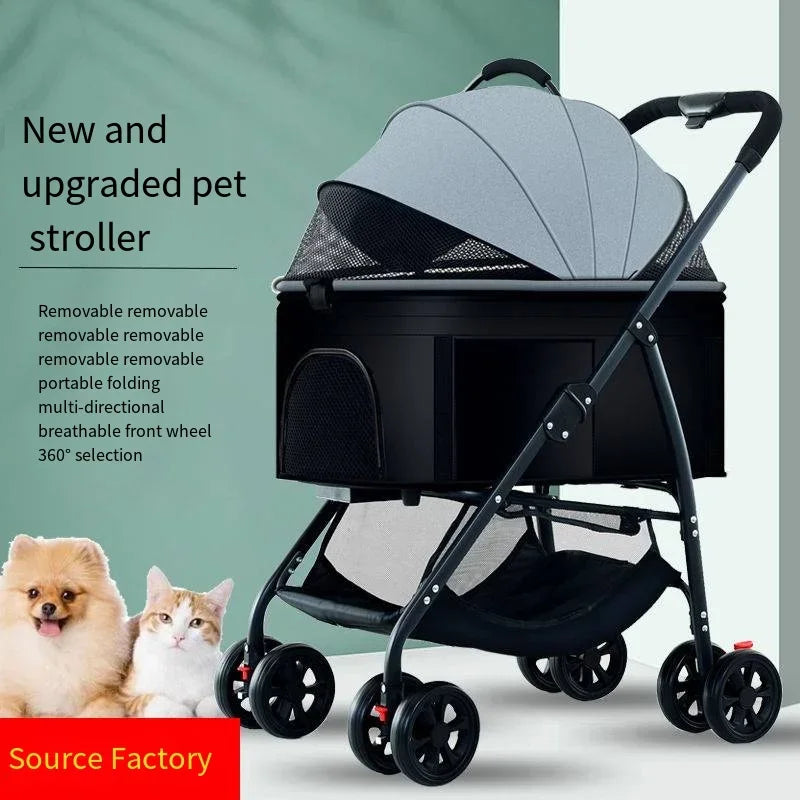 Poussette pour Chien 3 en 1 Pliable Jusqu'à 15 kg