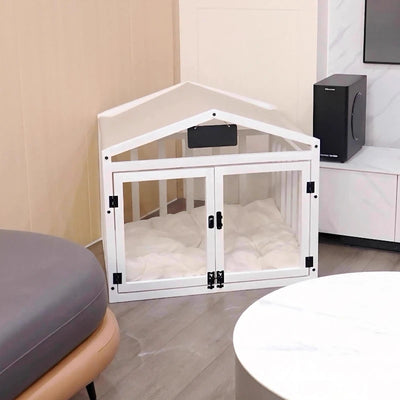 Niche d'Intérieur Cage pour Chien en Bois Massif Double Porte