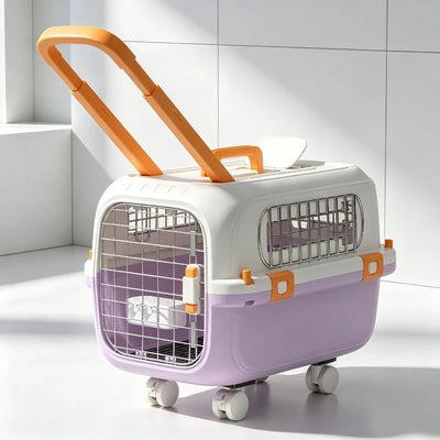 Cage de Transport Chien à Roulettes Poignée Télescopique