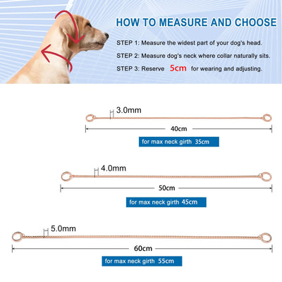 Collier Étrangleur Chaîne Serpent Inox pour Chien Réglable
