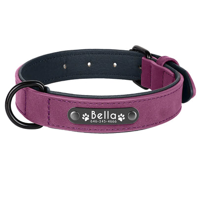 Collier Cuir Personnalisé Plaque Gravée Grand Chien