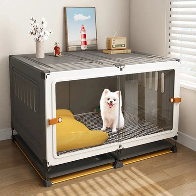 Cage pour Chien d'Intérieur Meuble Transparente Deluxe