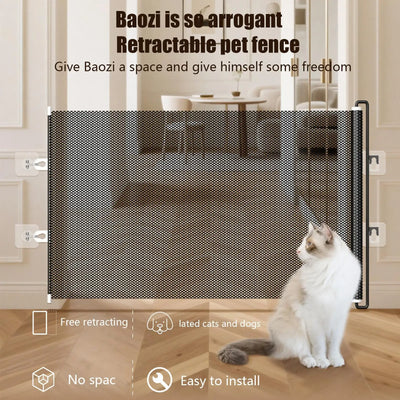 Barrière Chien Rétractable Sans Perçage Porte Couloir Chat