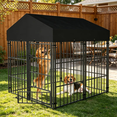 Enclos Chien Grillage Soudé avec Toit pour Extérieur