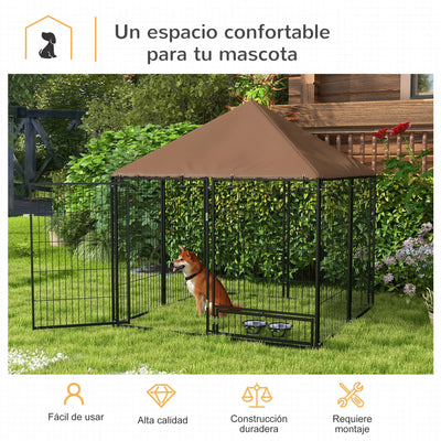 Chenil Extérieur avec Toit Étanche 141x141x151 cm pour Chien