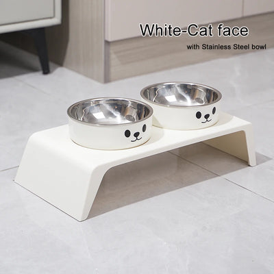 Gamelle Surélevée Petit Chien Chat Double Bol Socle Blanc