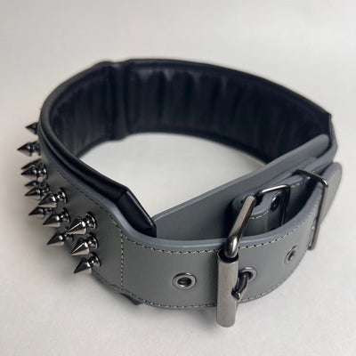 Collier Cuir Véritable Clouté Pointes Anti-Morsure Gros Chien