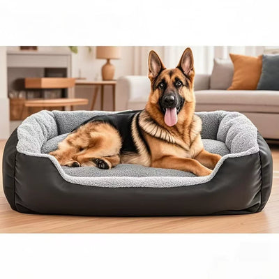 Panier Canapé d'Hiver Chien Rebords Doux Noir Grande Taille
