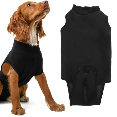 Combinaison Chirurgicale Noire Chien Alternative Collerette