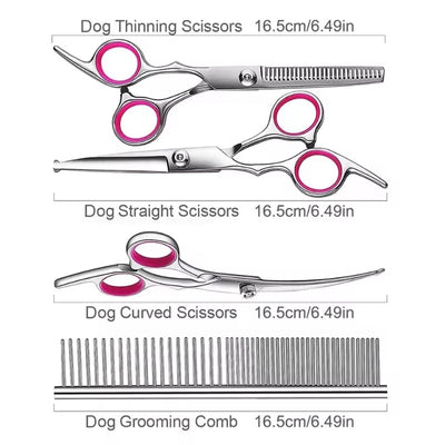 Ciseaux de Toilettage Chien Kit 3 Paires Peigne Bouts Ronds