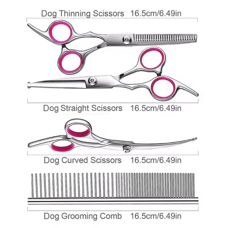 Ciseaux de Toilettage Chien Kit 3 Paires Peigne Bouts Ronds