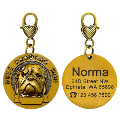 Médaille Cuivrée Gravée Silhouette de Race pour Chien