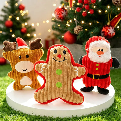 Jouet de Noël Chien Corde et Peluche Hérisson Renne