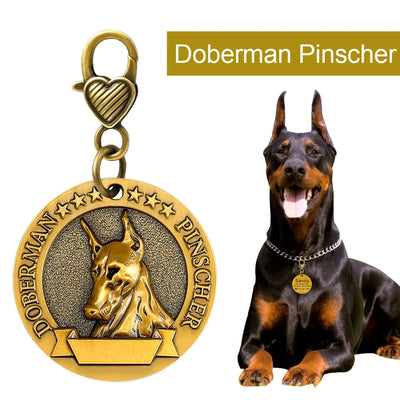 Médaille Cuivrée Gravée Silhouette de Race pour Chien
