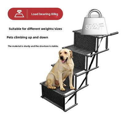 Escalier pour Chien Voiture Pliable Acier 4 Marches 80 kg