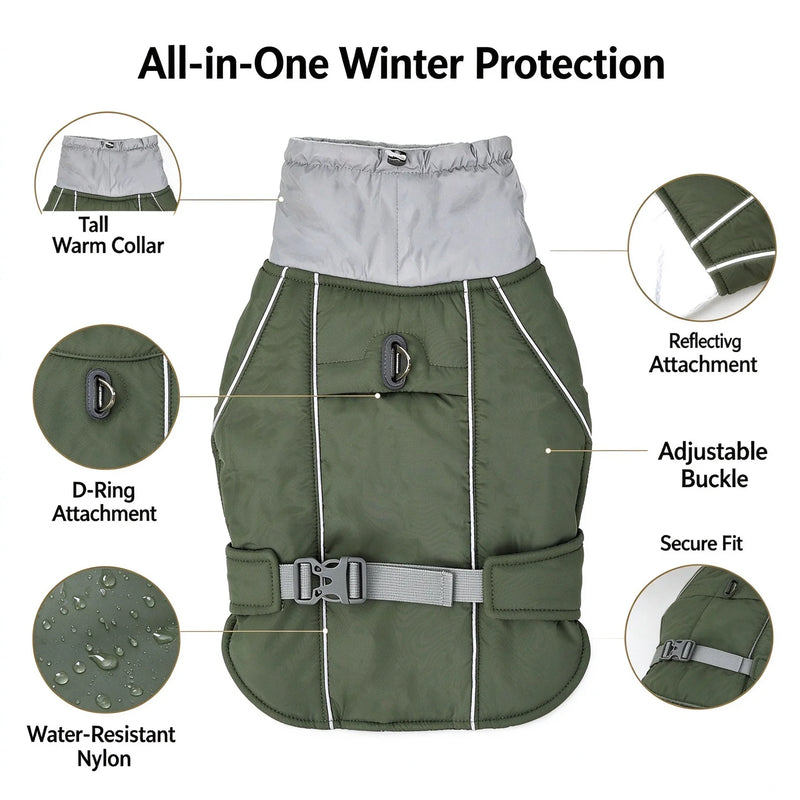 Manteau d'Hiver Col Polaire Réfléchissant Chien