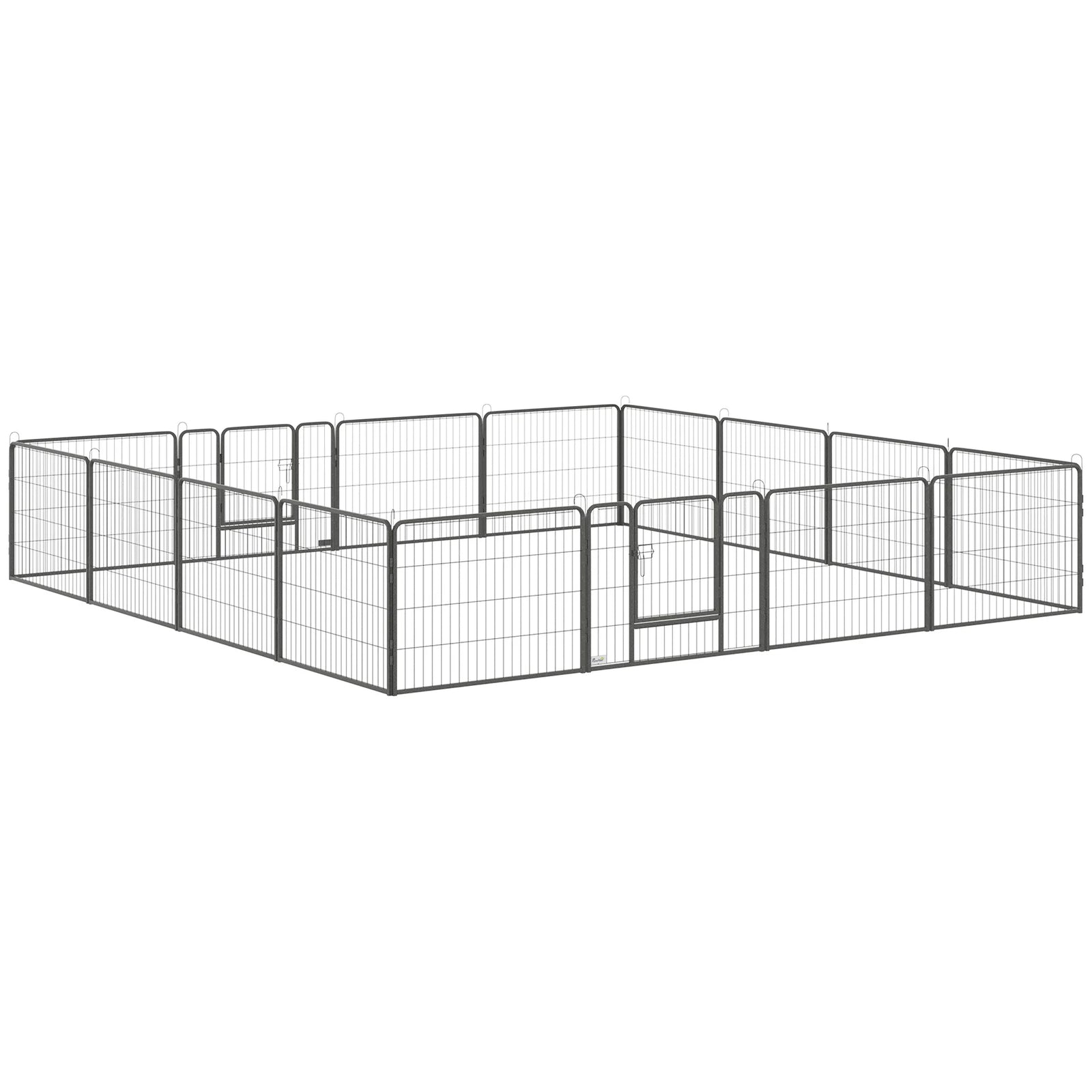 PawHut Parc Chien 16 Panneaux Modulable Acier 60 cm