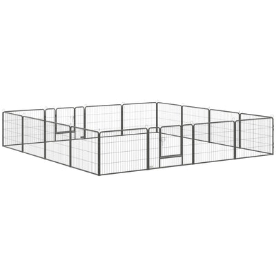 PawHut Parc Chien 16 Panneaux Modulable Acier 60 cm