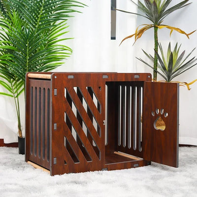 Niche d'Intérieur en Bois pour Chien Meuble à Porte Lattée