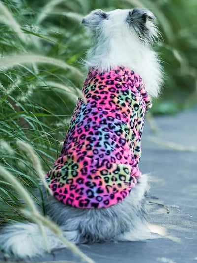 Manteau Polaire Léopard Zippé pour Grand Chien