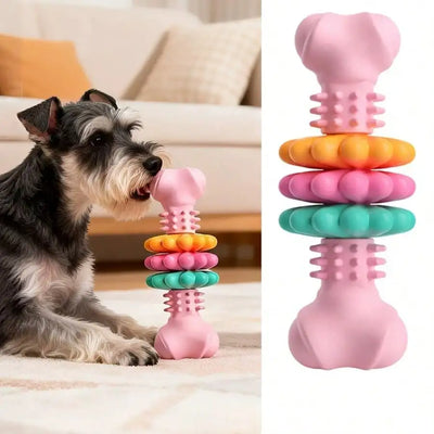 Jouet Indestructible Os à Anneaux Colorés à Mâcher Chien