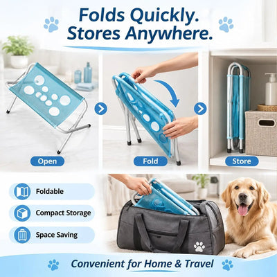 Hamac de Toilettage Pliable en Maille sur Pieds, Petit Chien