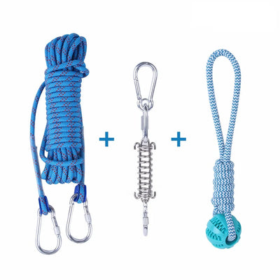 Spring Pole pour Gros Chien avec Ressort Inox et Corde