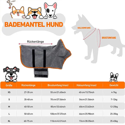 Peignoir Séchage Rapide 2 en 1 pour Chien