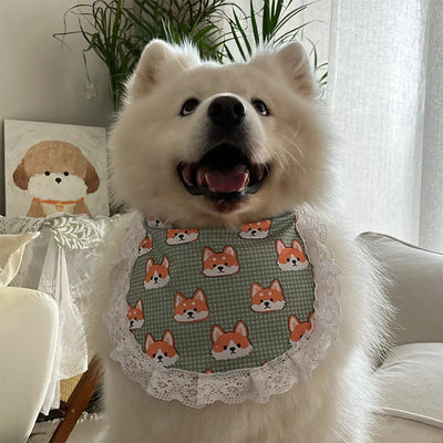 Bandana Chien Vichy Dentelle Grand Foulard