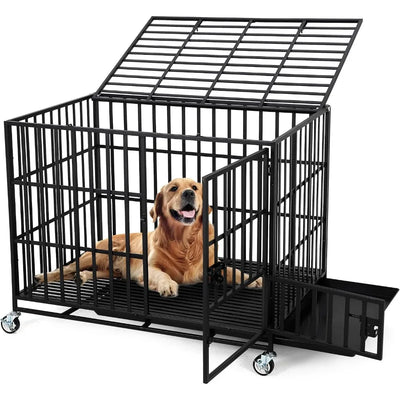 Cage pour Chien Garvee Métal Anti-Évasion 137 cm 3 Portes