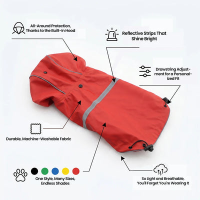 Poncho Imperméable Réfléchissant Chien à Capuche