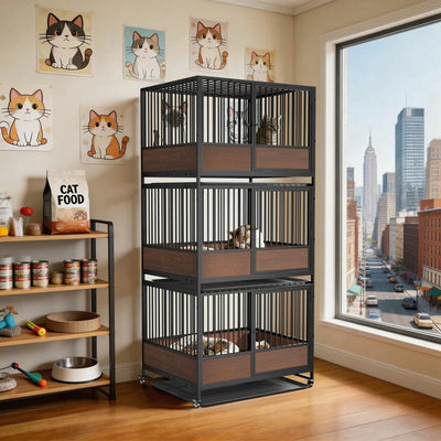 Cage pour Chien Empilable 2 en 1 sur Roulettes