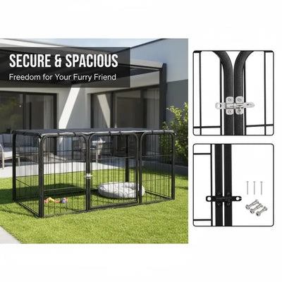 Enclos Chien Barreaux Acier Thermolaqué Noir pour Jardin