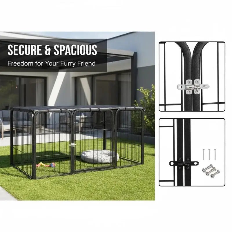 Enclos Chien Barreaux Acier Thermolaqué Noir pour Jardin