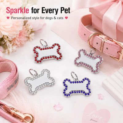 Médaille Os Gravée Strass pour Chien