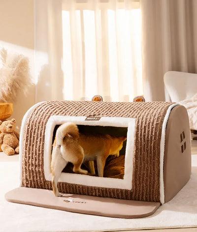 Niche d'Intérieur pour Chien Cabane Polaire avec Tapis Antidérapant