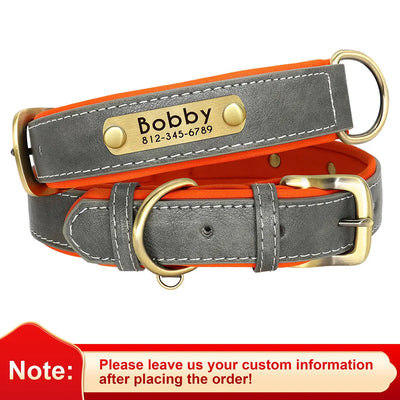 Medaille Collier Rembourre Cuir PU Gravee Chien