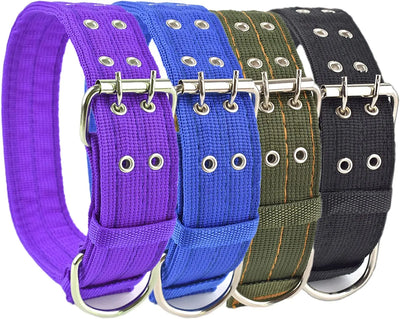 Collier Large Militaire Boucle Métal Double Rangée Chien