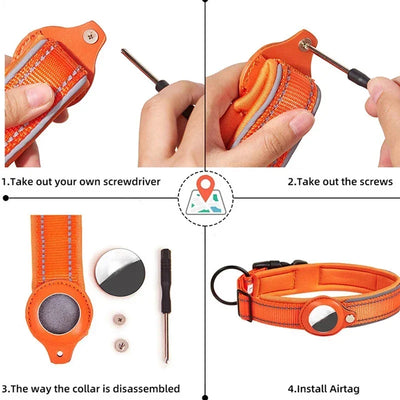 Collier pour Traceur GPS Rembourré Réfléchissant Grand Chien