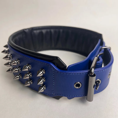 Collier Cuir Véritable Clouté Pointes Anti-Morsure Gros Chien
