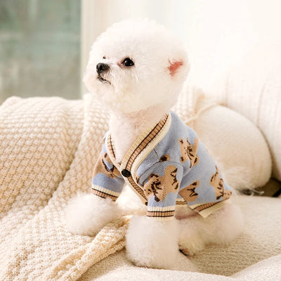 Pull Tricot Rayé pour Chien Col Montant
