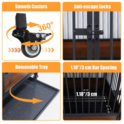 Cage pour Chien Empilable 2 en 1 sur Roulettes